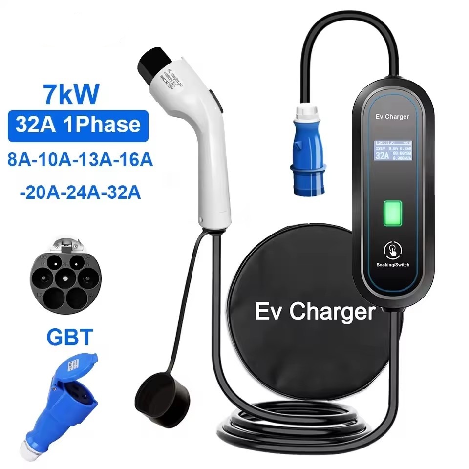 Portable Ev Charger 32A Type 2 Cee Plug - ポータブルGBT EV充電器ウォールボックス タイプ2ケーブル 32A 7KW CEEプラグ付き