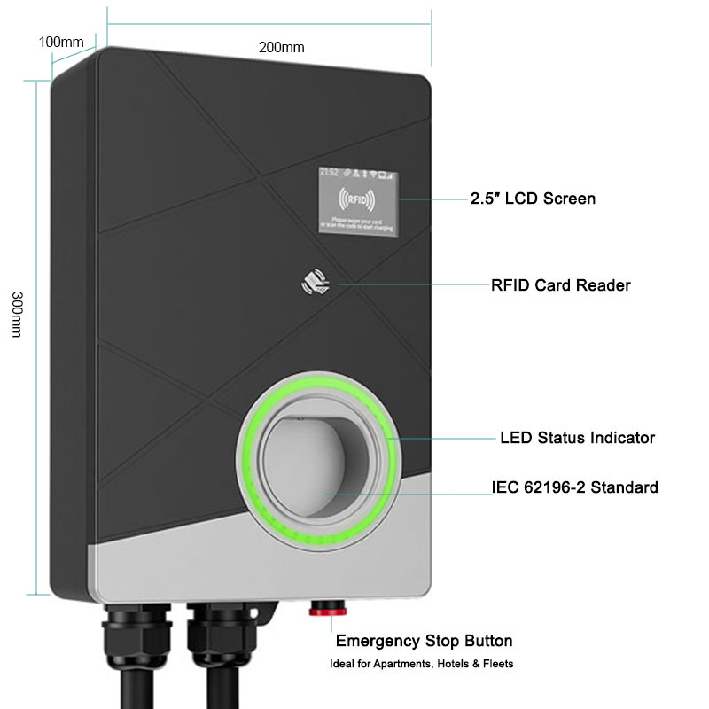 3相22kWスマートEV充電器ウォールボックス32Aタイプ2 - 22Kw Wallbox Type 2 Ocpp Rfid のレビューと価格