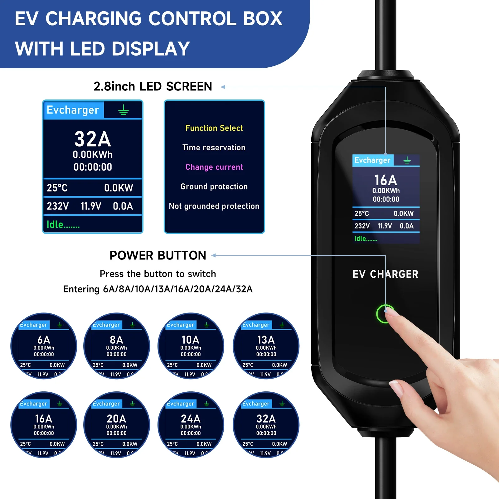 Puppyfc 7.2KW タイプ1 EV充電器 32A 単 - Portable Ev Charger 32A Type 2 Cee Plug のレビューと価格