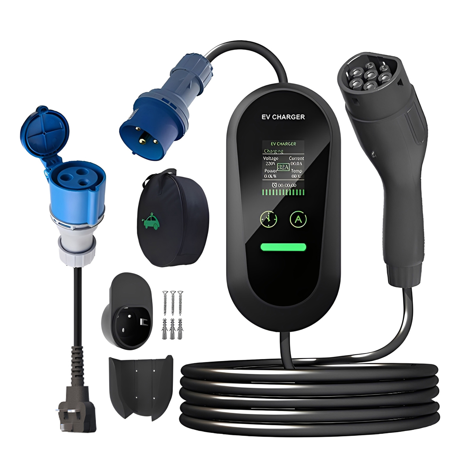 Type2ポータブルEV充電器 7KW 32A 5M 3ピン - Portable Ev Charger 32A Type 2 Cee Plug のレビューと価格