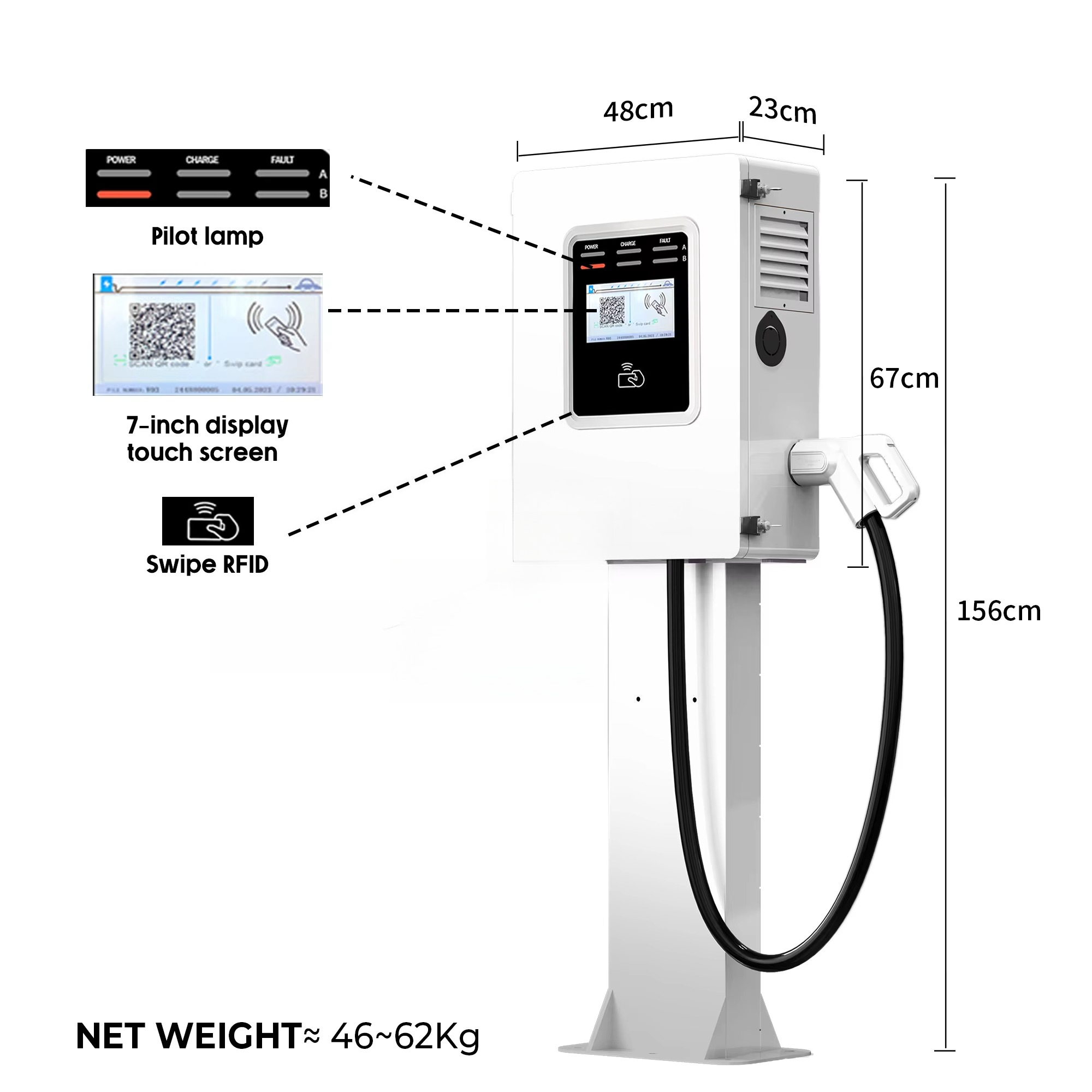 OCPP 20kw 30kw 40kw CCS GBT 商用 - Dc Fast Charger 30Kw Wallbox Commercial のレビューと価格